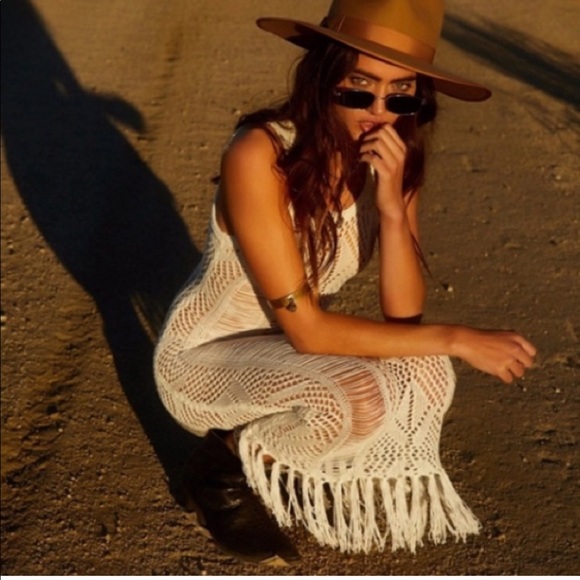 Callie Crochet Fringe Festival Dress Beach Boho - Picture 2 of 6